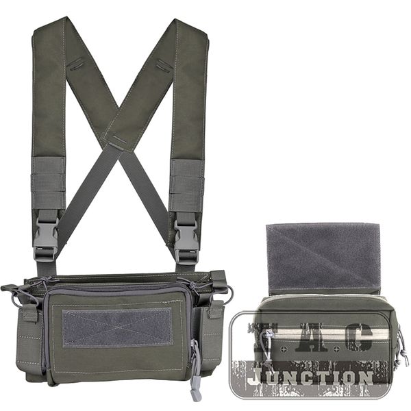 

tactical 3 utility chest rig simple version lightweight armor carrier chest rig set w/ 5.56 magazine pouch for hunting, Camo;black