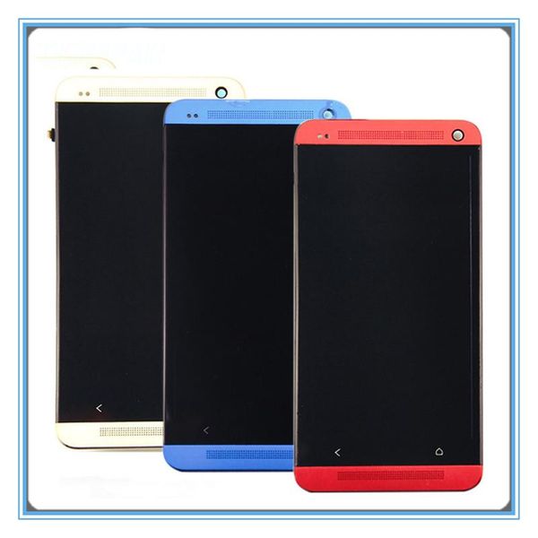 

cgjxsa quality single sim lcd display for htc one m7 801e 801s lcd touch screen panel digitizer full assembly frame bezel ing