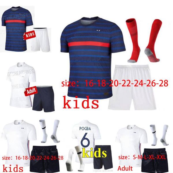 

2021 футбол джерси 4stars франция mbappe griezmann канте pogba майо-де-футовый euro 20 21 детские наборы носки набор маек uniform, Black;yellow