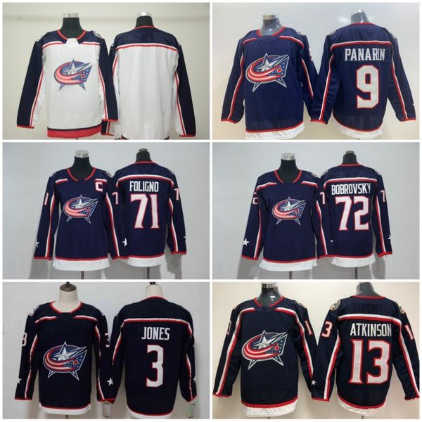 

2020 customization ice jerseys 72 sergei bobrovsky 71 nick foligno 13 cam atkinson blue white hockey jersey stitched, Black;red