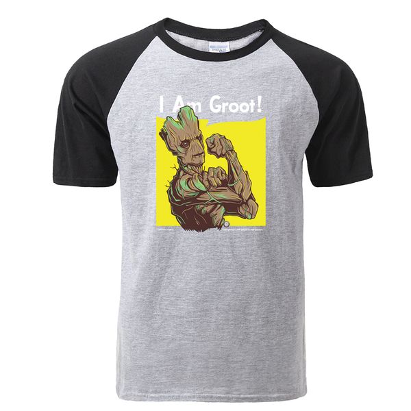 

2019 fashion groot print short sleeves men raglan t shirt harajuku summer groot men tshirt tees camisetas hombre