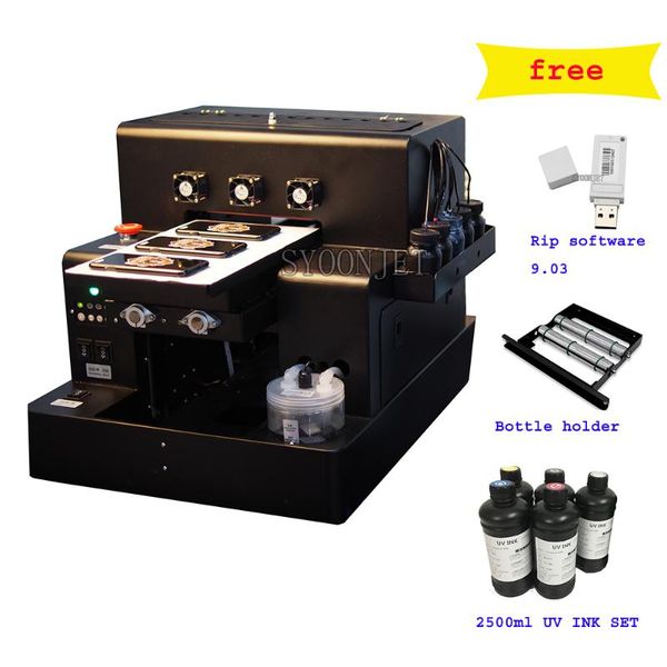 

a4 size automatic uv printer uv printing machine with 2500ml ink set for bottle, phone case, lighter, leather , tpu, metal