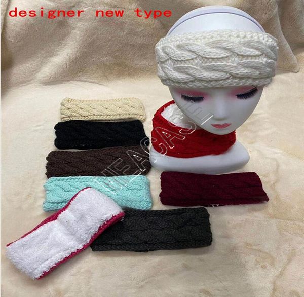 

women knitted scarf headband designers twist fleece lined scarves winter knitting hairband ear muff warm ski crochet neckercheif d82812, Red;brown