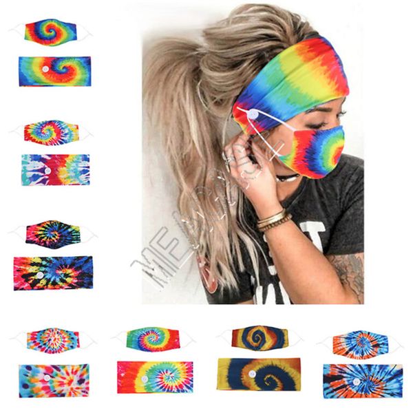 

headband mask 2pcs/set face mask holder headbands with button hairband designers 3d spiral tie dye masks elastic masks head bands d81808, Slivery;white