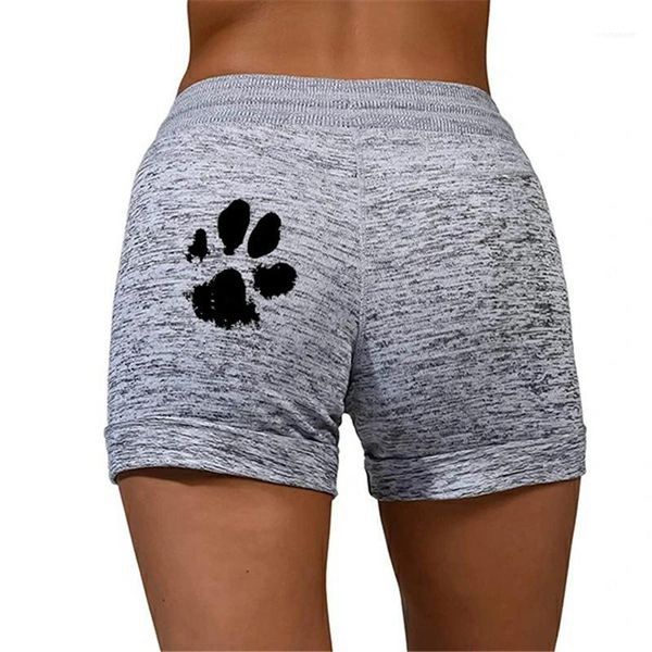 

casual sport shorts new summer fast drying shorts drawstring cat paw print shorts lace up high waist elastic short women beach, White;black