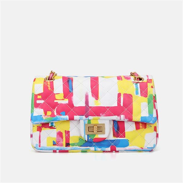 

wholesaler r graffiti bag women black colors small flap fashion diamond lattice chain crossbody bag one shoulder messenger bag handbag
