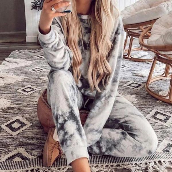 

tracksuit women clothes two piece set pants and tie dye lounge wear ropa mujer summer ensemble femme 2 pieces sweat suits, Gray