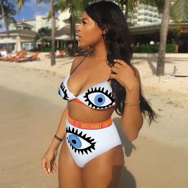 

bikini set two piece eye letters women push-up bra swimsuit swimwear bikini set bikini ing, White;black