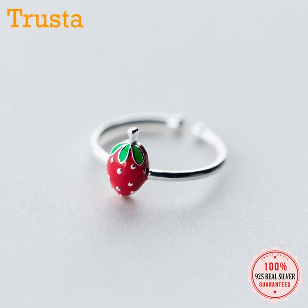 

cluster rings trustdavis minimalist 925 sterling silver fashion fruit strawberry adjustable ring for women party s925 jewelry gift ds264, Golden;silver
