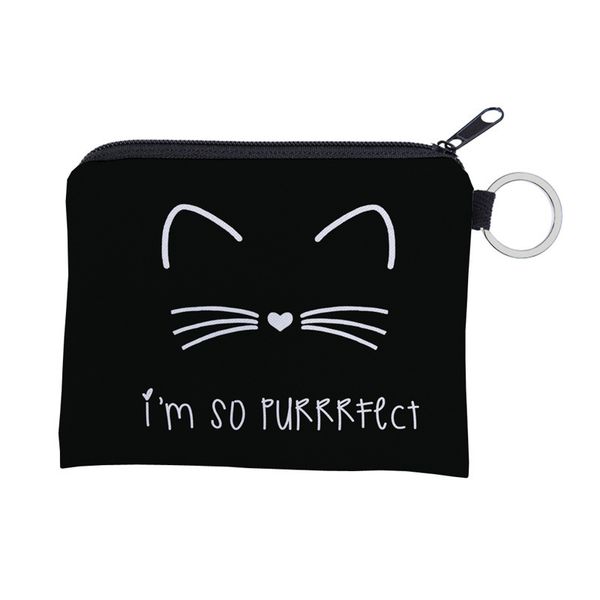 

waterproof cute cat face coin purse mini storage bag portable card bag simple key pouch, Red;black