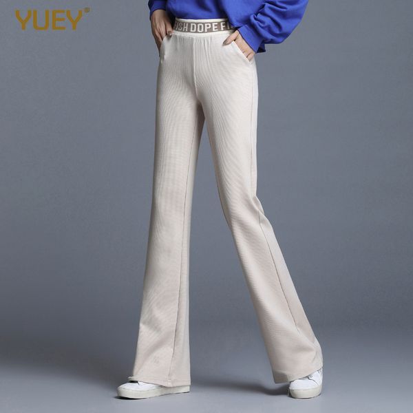 

women velvet stretch flare trousers boot-cut pants female korean style mopping knitted bell-bottoms loose elastic band big yards, Black