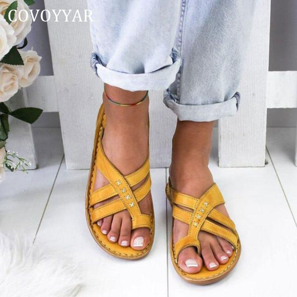 

covoyyar roma shoes women summer beach slippers vintage cross-tied flip flops outside wedges woman slides big sizes 35-43 wsl172, Black