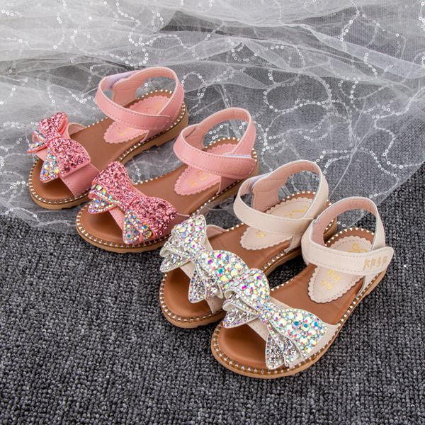 

bow sandals breathable summer baby shoes cute sweet princess style crystal shiny girl kids children shoes, Black;red