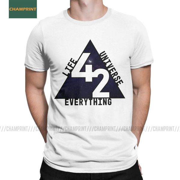 

the answer is 42 hitchhikers guide to the galaxy men t shirts science fiction marvin tee shirt short sleeve t-shirts cotton