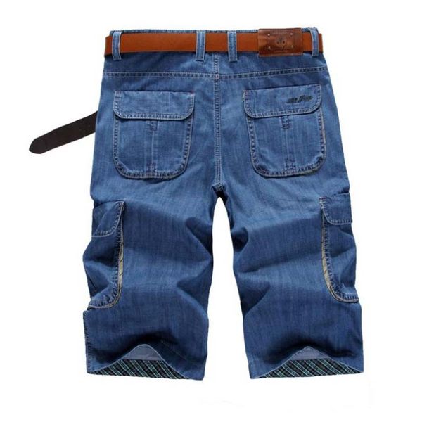 

new 2020 fashion denim pants mens thin cropped trousers overalls jeans man loose jeans mans wear plus size 38 40 42 44, Blue
