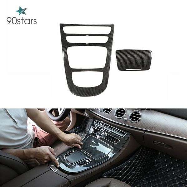 

real carbon fiber car center control gear shift panel decorative trim cover carbon fiber for e-class w213 2020-up