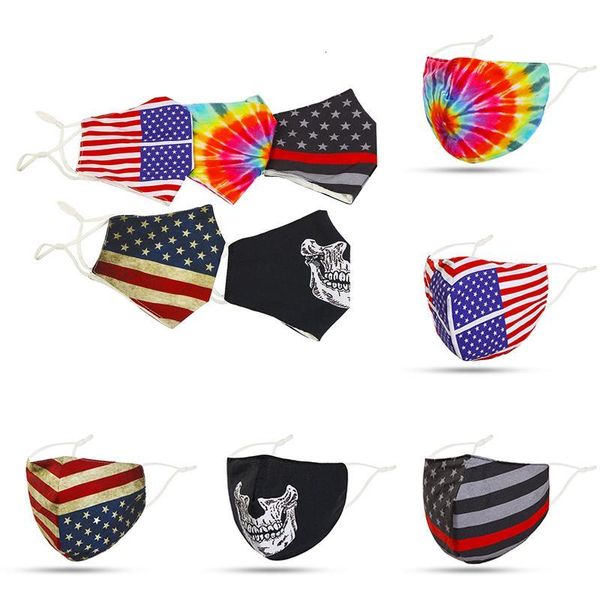 

flag american tie-dye face mask designer face masks can be inserted pm2.5 filter dustproof and reusable xd23697