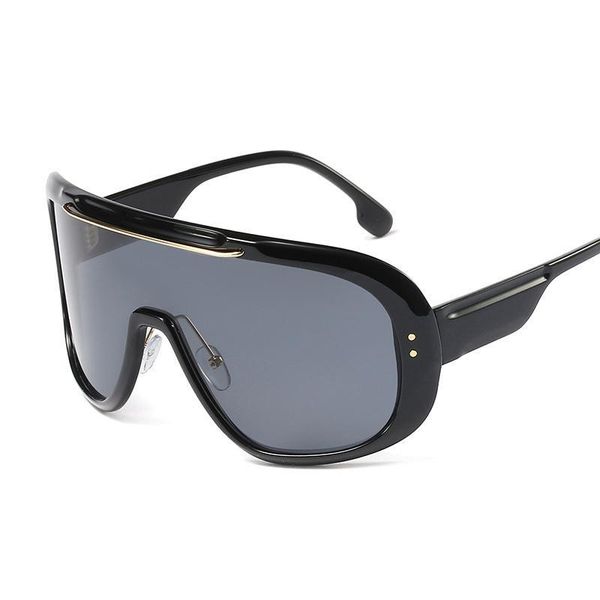 

2019 futuristic oversized one piece sunglasses women flat gradient sun glasses men shades female goggle, White;black