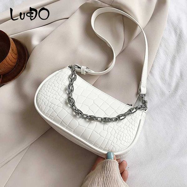 

lucdo vintage alligator baguette shape bag 2020 new fashion luxury leather handbag small pu leather shoulder messenger crossbody