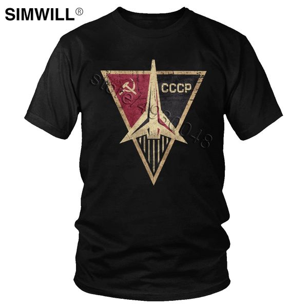 

retro male triangular badge cccp rocket emblem t-shirt soviet union ussr space boctok t shirt short sleeves cotton summer tee