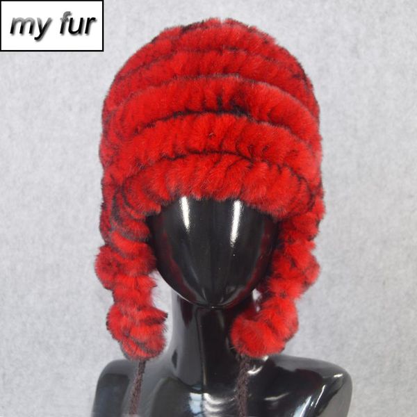 

2020 winter women genuine rex fur hat warm soft pompoms 100% natural fur hats handmade knitted beanies cap, Blue;gray