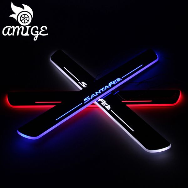 

custom car logo for santa fe 2006 - 2020 2020 moving led welcome pedal car scuff plate pedal door sill pathway light