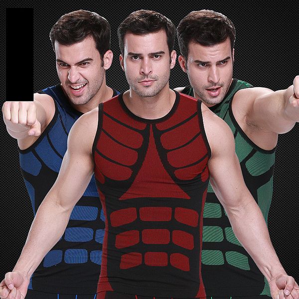 

running jerseys sleeveless mens gyms bodybuilding men sportwear shirts quick dry compression singlet vest, Black;blue