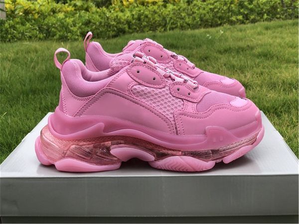 

triple s pink boots midsole triple-s platform men women chaussures paris clear sole bubble dad shoes 17fw outdoor shoes with original box