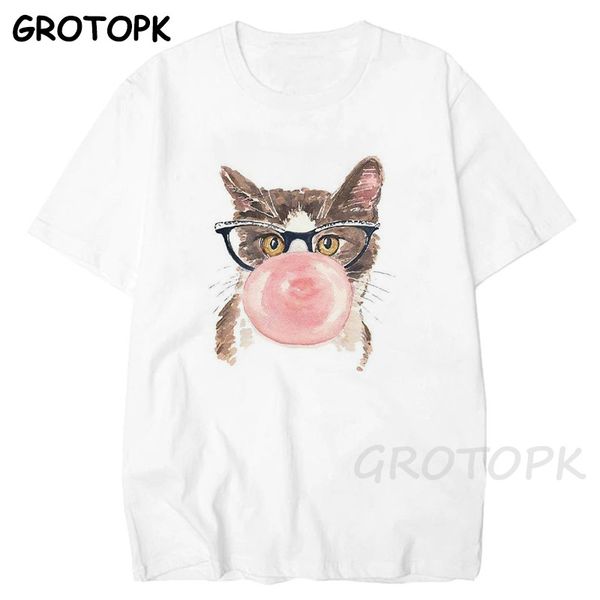 

lovely cute cat print t shirt men/women casual oversized t-shirt plus size clothing summer short sleeve leisure tee
