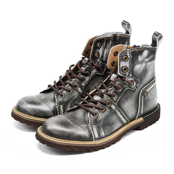 

retro moto protective boots vintage martin tooling boots work motorcycle leather racing men road knight shoes