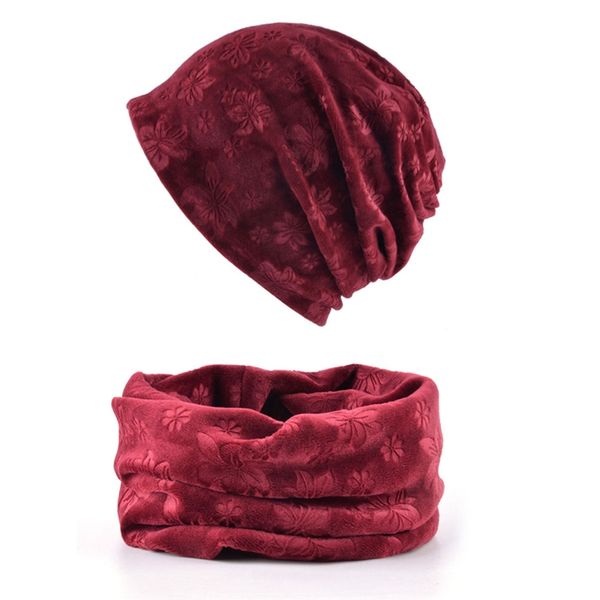 

women spring winter beanies female casual outdoor ski caps flower collar scarf dual-purpose for women warm beanie, Blue;gray