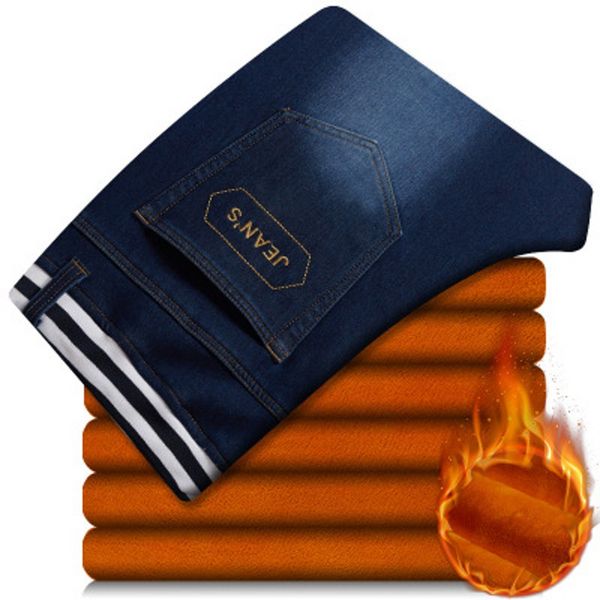 

winter plus velvet thermal plus size men jeans 8xl 4xl 6xl joggers pantalon hombre pants long trousers long jeans, Blue