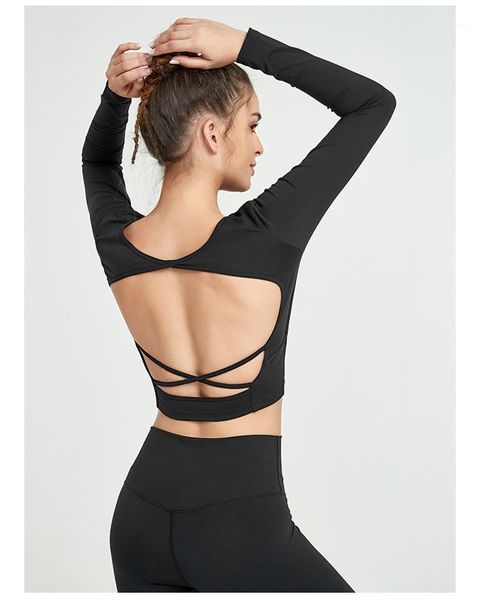 

tees clothing short slim active yoga solid backless tie pure color female tshirts womens patchwork pullover, White