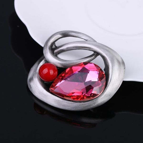 

jujie big pink glass brooches for women fashion water drop brooch silver color female pins brooch jewelry dropshipping, Gray