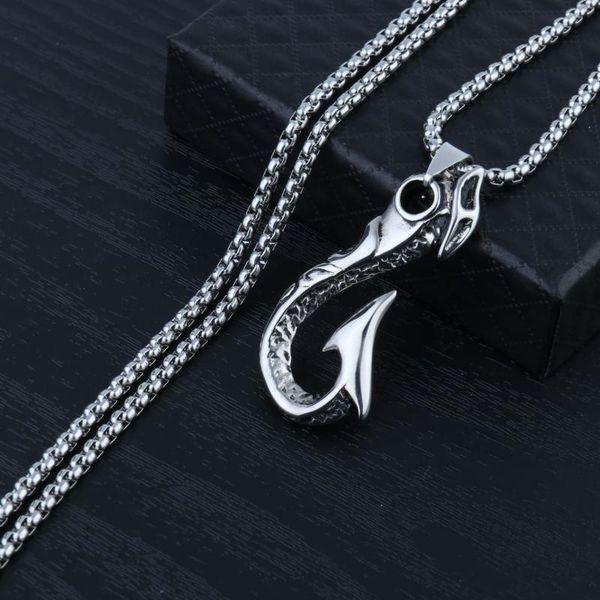 

fashion retro fish hook pendant necklace, punk style necklace, Silver