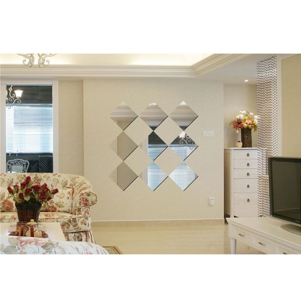 

wall stickers funlife(tm) diy mirror sticker,removable home decor funlife square geometry nursery kids room reflective acrylic