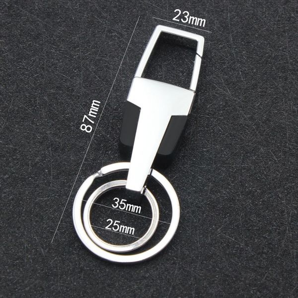 

car keyring leather key chain waist hanging key ring metal auto holder men business keychain, Silver