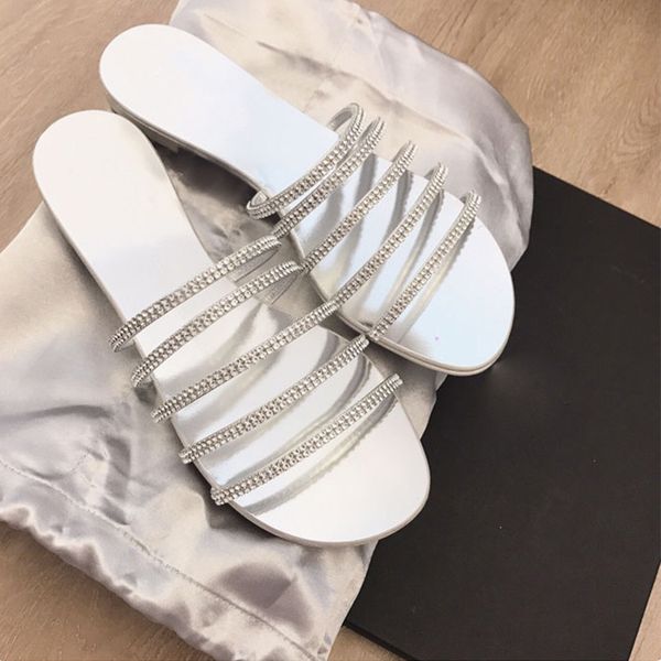 

ladies slides slingback sandalias mujer female mules shoes lady flats new 2020 rhinestone flat beach slippers women summer shoes, Black