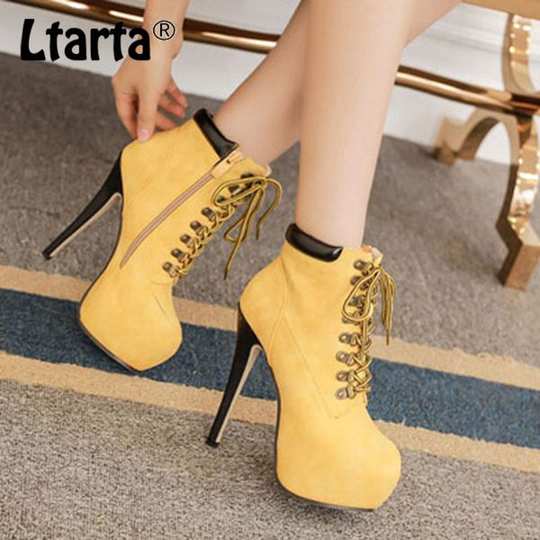 

ltarta 2020 women platfrom boots autumn slim atmospheric fine heel matching high heel shoes classic martin boots -5908, Black