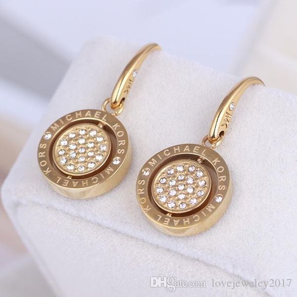 

Top quality circle Earrings with diamonds design for women Silver Rose Gold Elegant earrings lovely girl Earrings fashion jewelry style