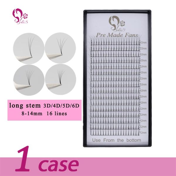 

false eyelashes j&s 1 cases heat bonded eyelash extenaion pre made fans 16lines/tray natural lash