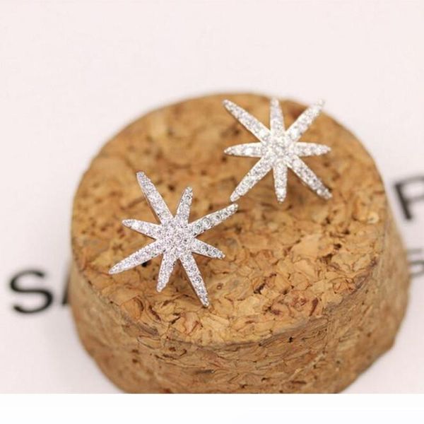 

925 sterling silver jewelry temperament fashion micro-inlaid zircon crystal accessories female personality stud earrings se211, Golden;silver