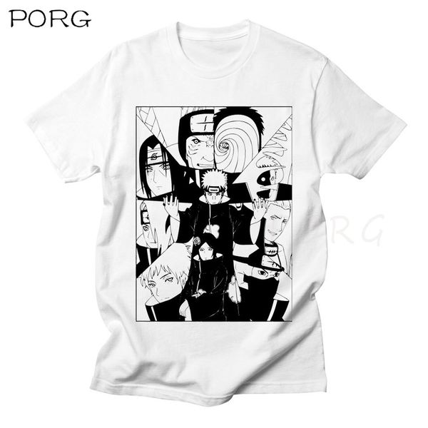 

наруто акацуки пейн белой футболка мужчины хлопок homme аним рубашка мультфильм японского streetwear harajuku мода o-образный вырез мужских
