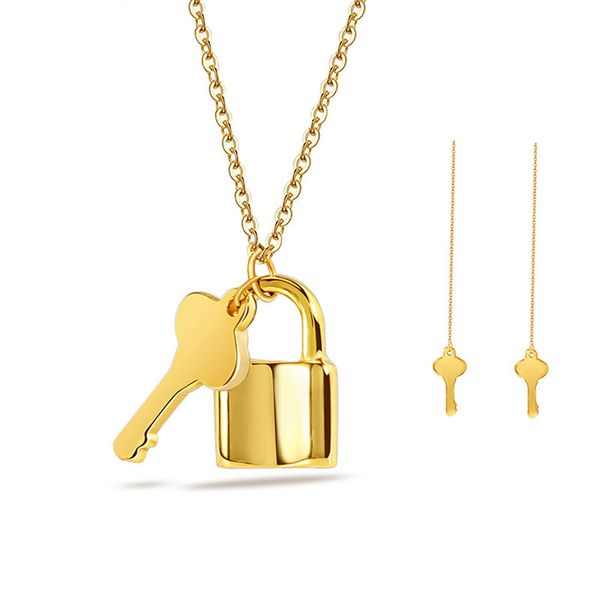 

chain padlock necklace with key set stainless steel punk goth long simple pendant jewelry for women girl boy men, Silver