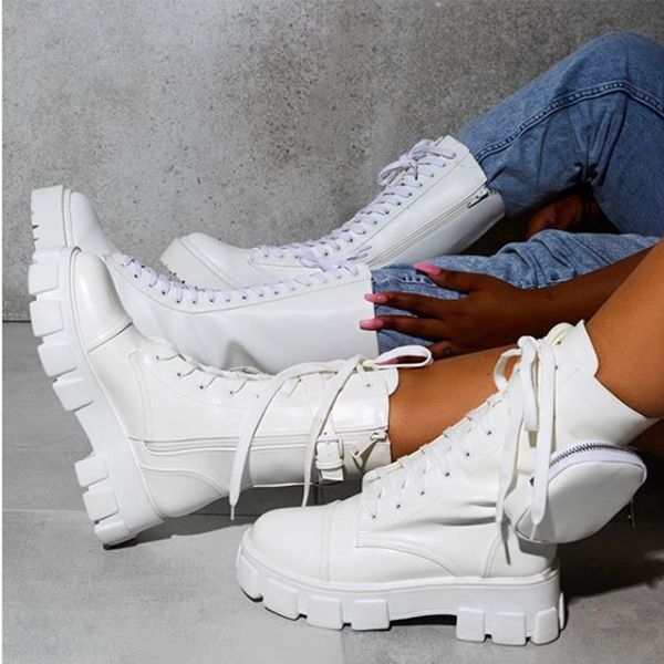 

ins горячих женщин коренастых сапог женской карманных платформы обувь женщина ботильоны женский подошва мешок дама вскользь узелок плоская, Black