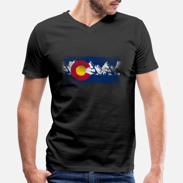 

vintage colorado state flag colorado mountains t shirt men print short sleeve crew neck standard graphic casual spring autumn unique shirt