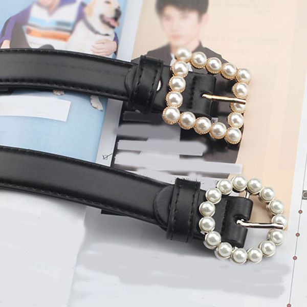 

2020 площади new pearl круг квадрат пряжка дама пояс женщина черный пояс pu сплав круглой пряжка инкрустированного жемчуг украшение waistban, Black;brown