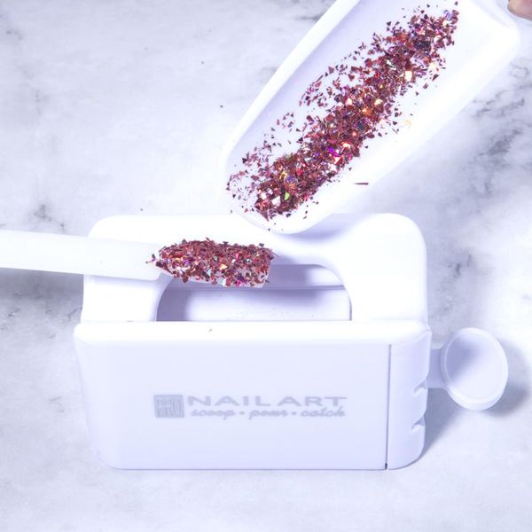 

2020 nail art powder glitter storage box acrylic dipping powder recycling tray manicure nail accessories tools nails box kit, Silver;gold