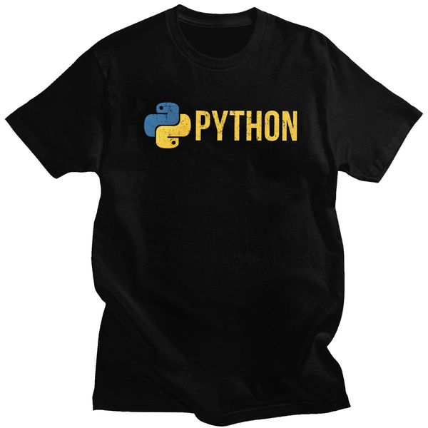 

retro style python programmer t shirt man cotton distressed programming programmer developer tee short-sleeve tshirt gift