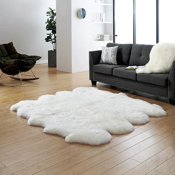 

big size natural sheepskin rug 8p 10p, shaggy gray color sheep skin living room carpet, home decoration bedroom slide floor mat